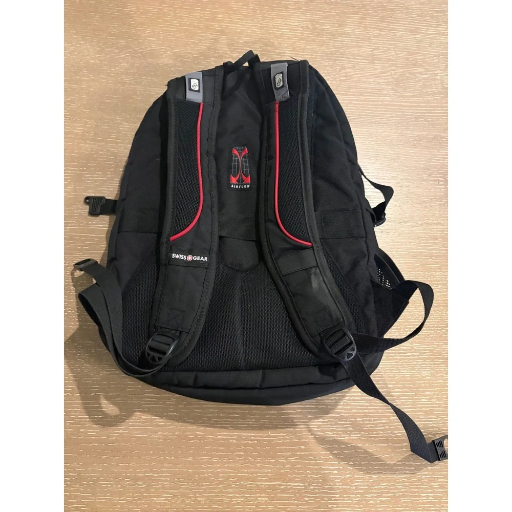 SWISSGEAR ScanSmart Black Backpack Red Trim Laptop Travel School Bag EUC